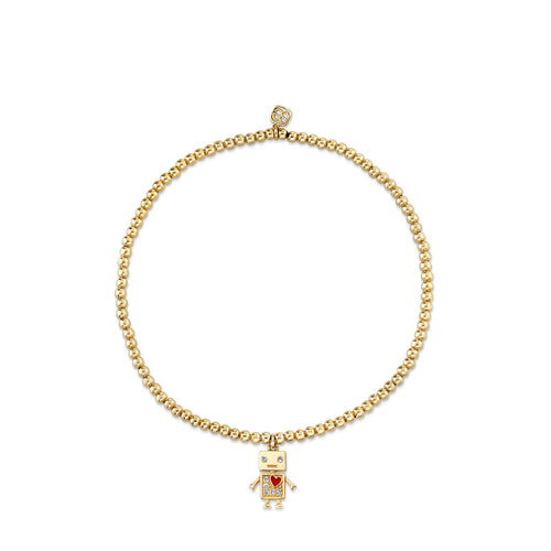 Gold & Diamond Baby Robot on Gold Beads