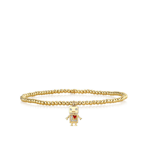 Gold & Diamond Baby Robot on Gold Beads