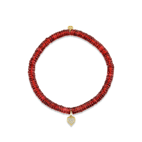 Gold & Diamond Tiny Heart on Garnet