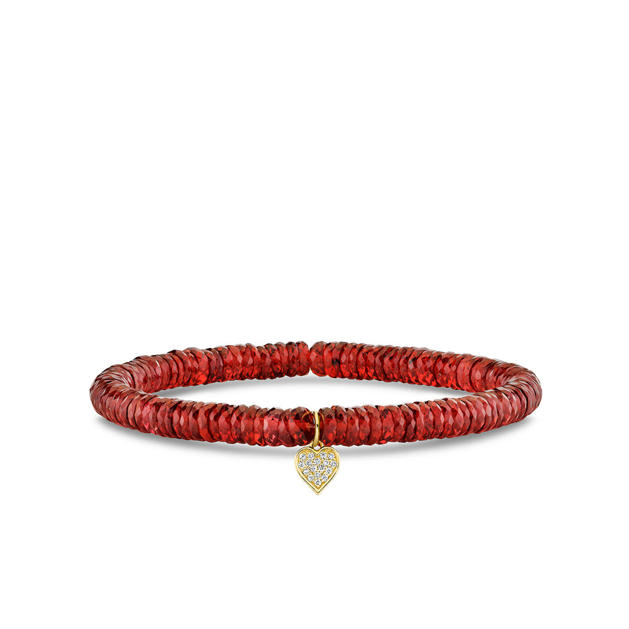 Gold & Diamond Tiny Heart on Garnet - Sydney Evan Fine Jewelry