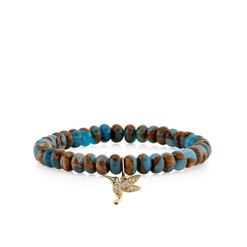 Gold & Diamond Small Hummingbird on Jasper