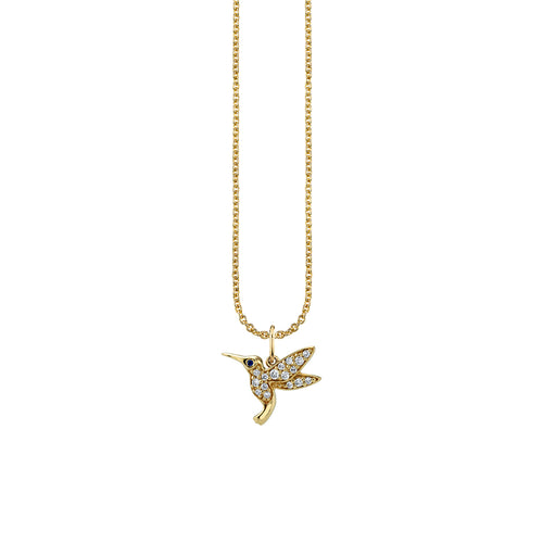 Gold & Diamond Small Hummingbird Charm