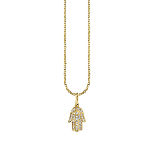 Gold & Diamond Small Pave Hamsa Charm