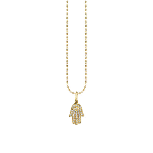 Gold & Diamond Small Pave Hamsa Charm