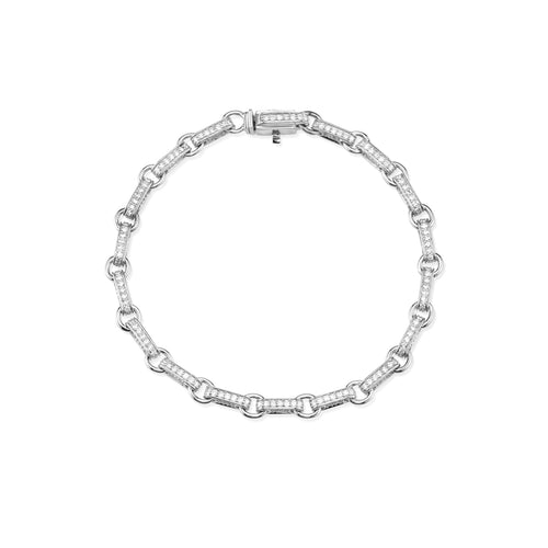 Gold & Diamond Small Rectangle Link Bracelet