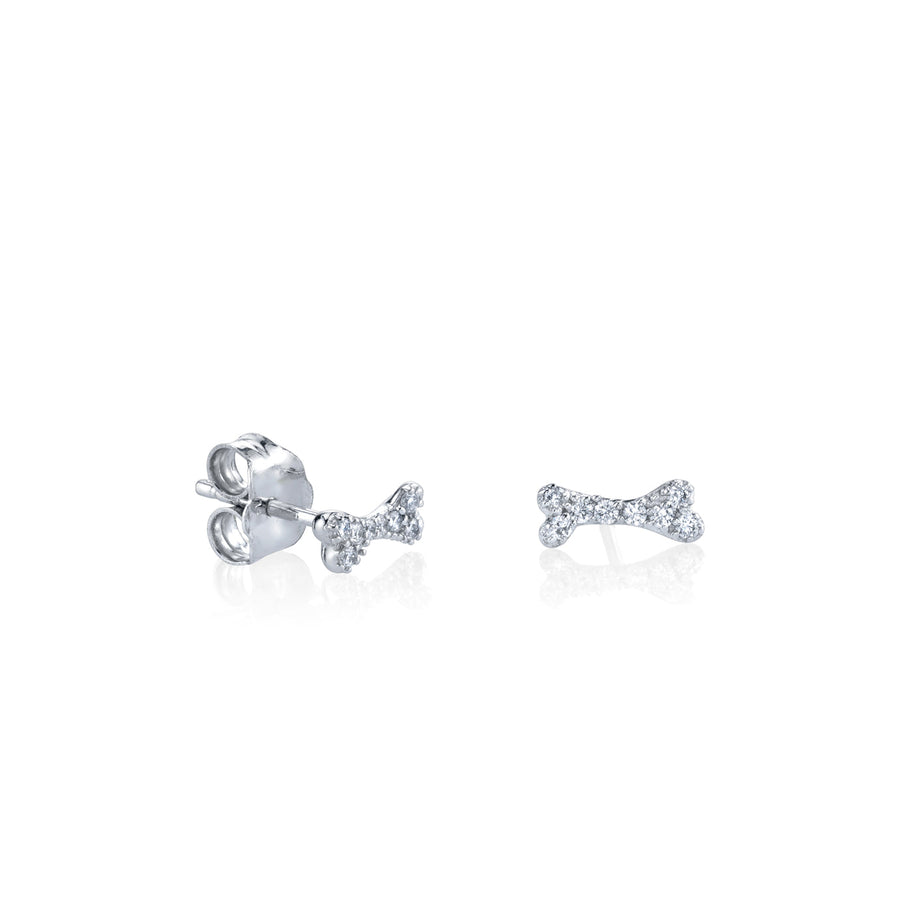 Gold & Diamond Tiny Dog Bone Stud - Sydney Evan Fine Jewelry