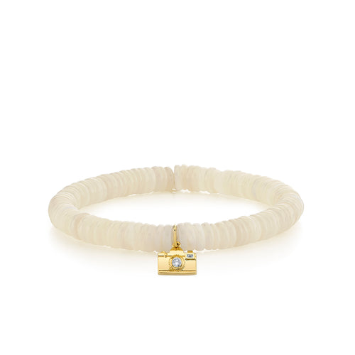 Gold & Diamond Camera on Mother of Pearl