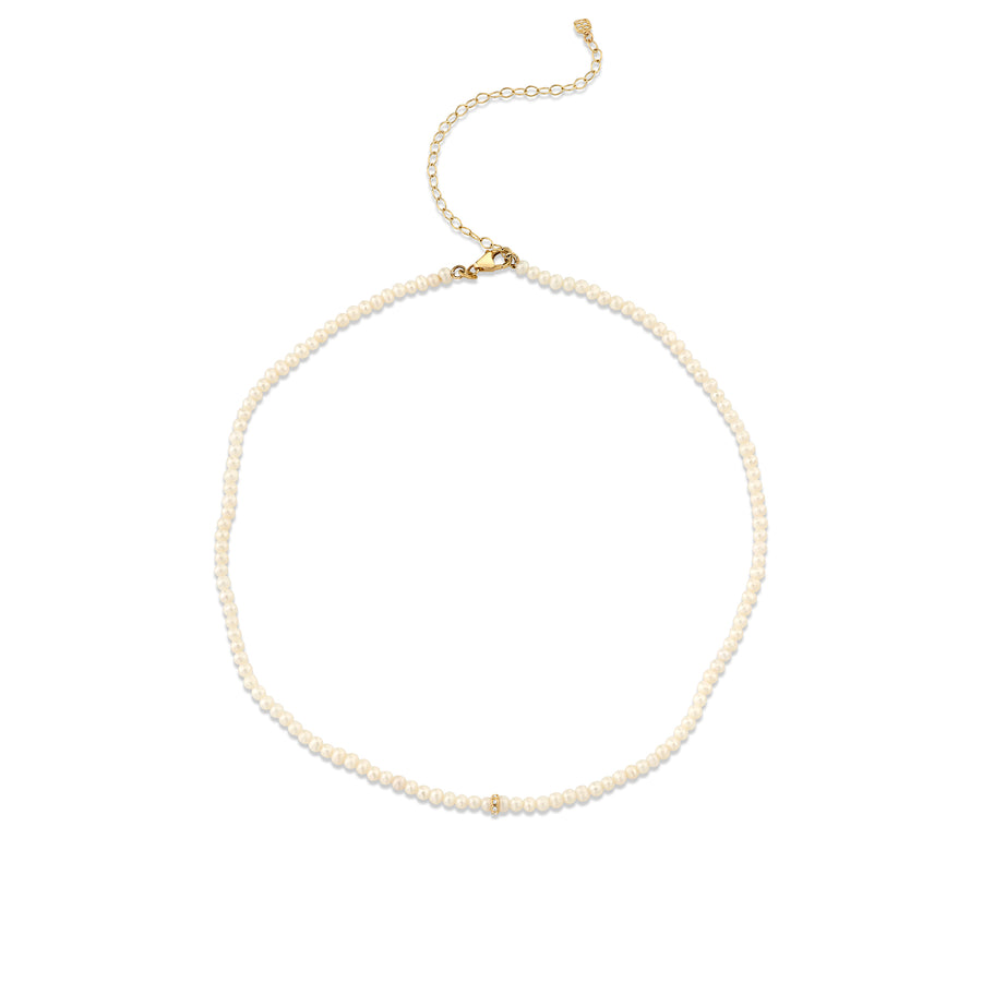 Gold & Diamond Rondelle Pearl Necklace - Sydney Evan Fine Jewelry