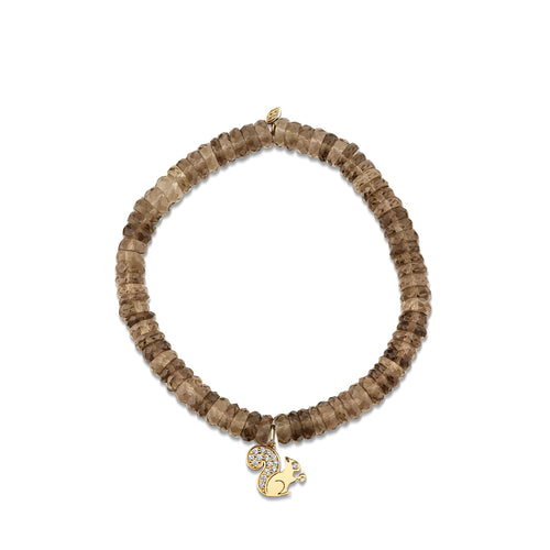 Gold & Diamond Small Squirrel on Smokey Quartz