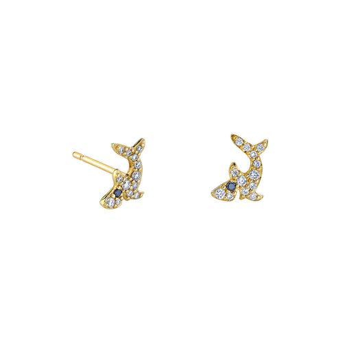 Gold & Diamond Shark Stud