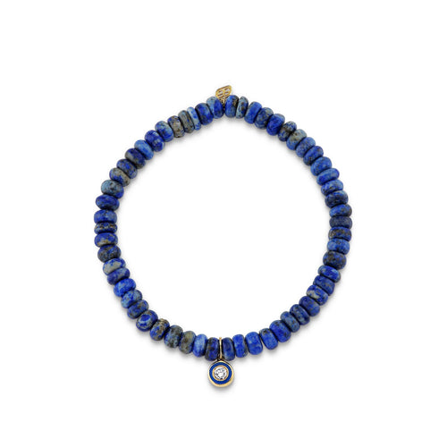 Men's Collection Gold & Diamond Single Stone Enamel on Lapis