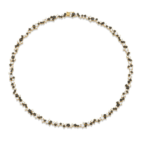 Gold & Black Diamond Cocktail Eternity Necklace