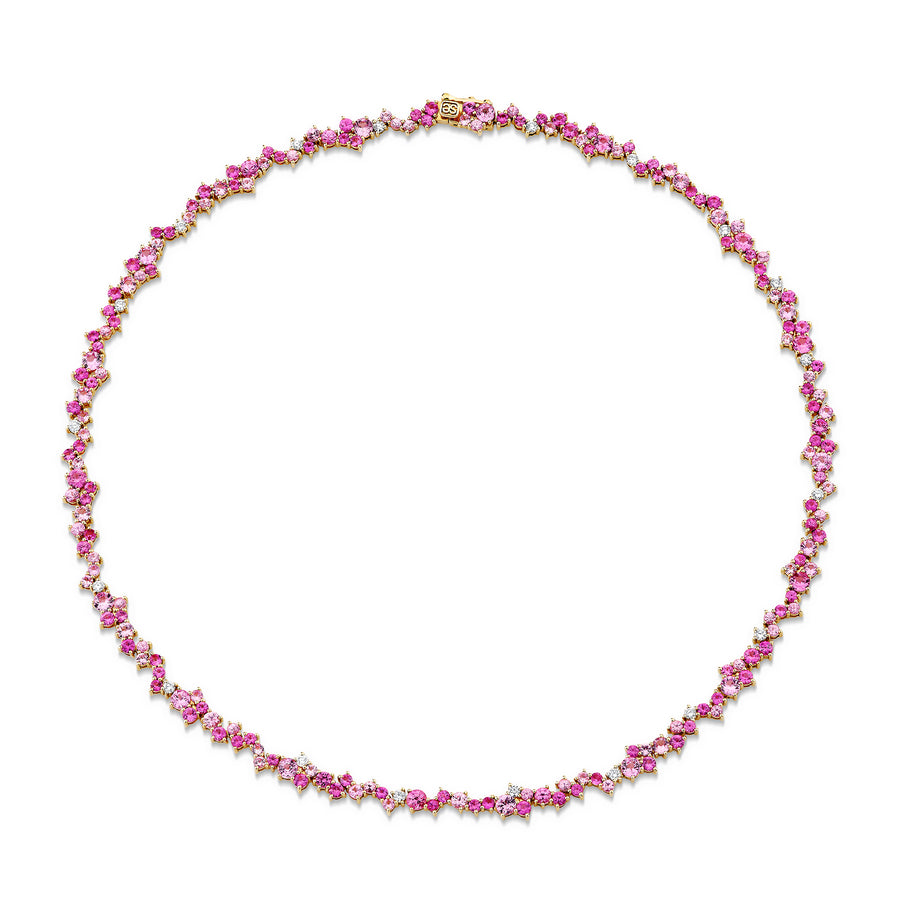Gold & Diamond Pink Sapphire Cocktail Eternity Necklace - Sydney Evan Fine Jewelry