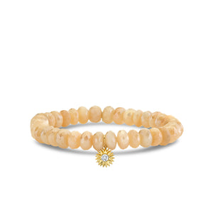 Gold & Diamond Sunburst on Mystic Sand Moonstone - Sydney Evan Fine Jewelry