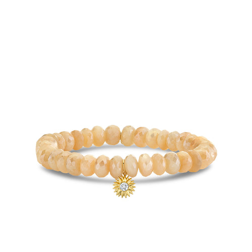 Gold & Diamond Sunburst on Mystic Sand Moonstone