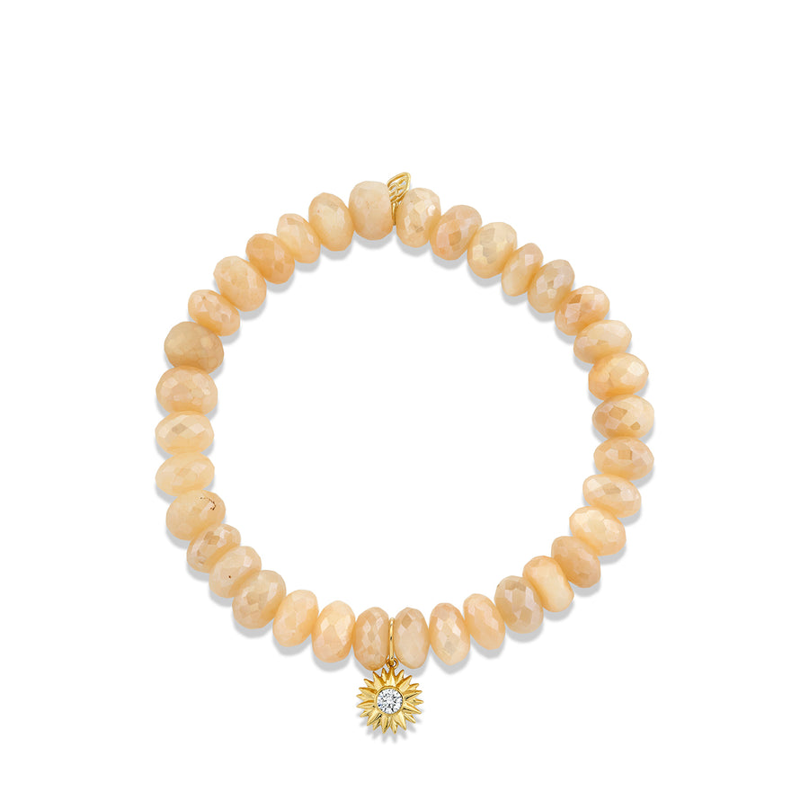 Gold & Diamond Sunburst on Mystic Sand Moonstone - Sydney Evan Fine Jewelry