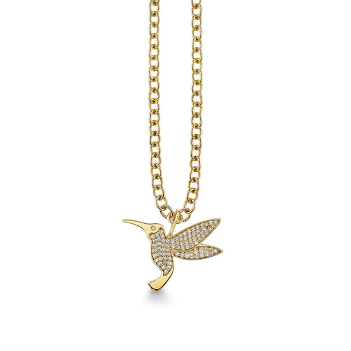 Gold & Diamond Extra Large Hummingbird Charm