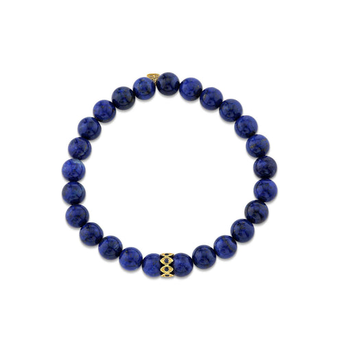 Men's Collection Gold & Sapphire Marquise Eye Rondelle on Lapis