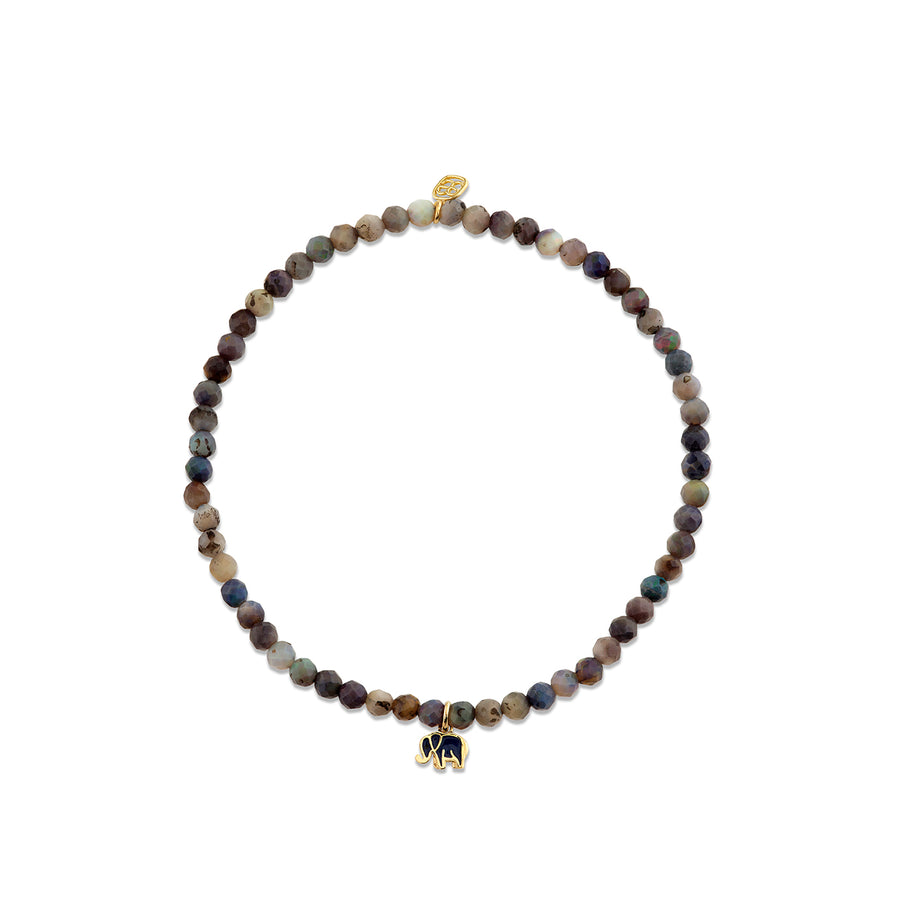 Gold & Enamel Mini Elephant on Ethiopian Opal - Sydney Evan Fine Jewelry