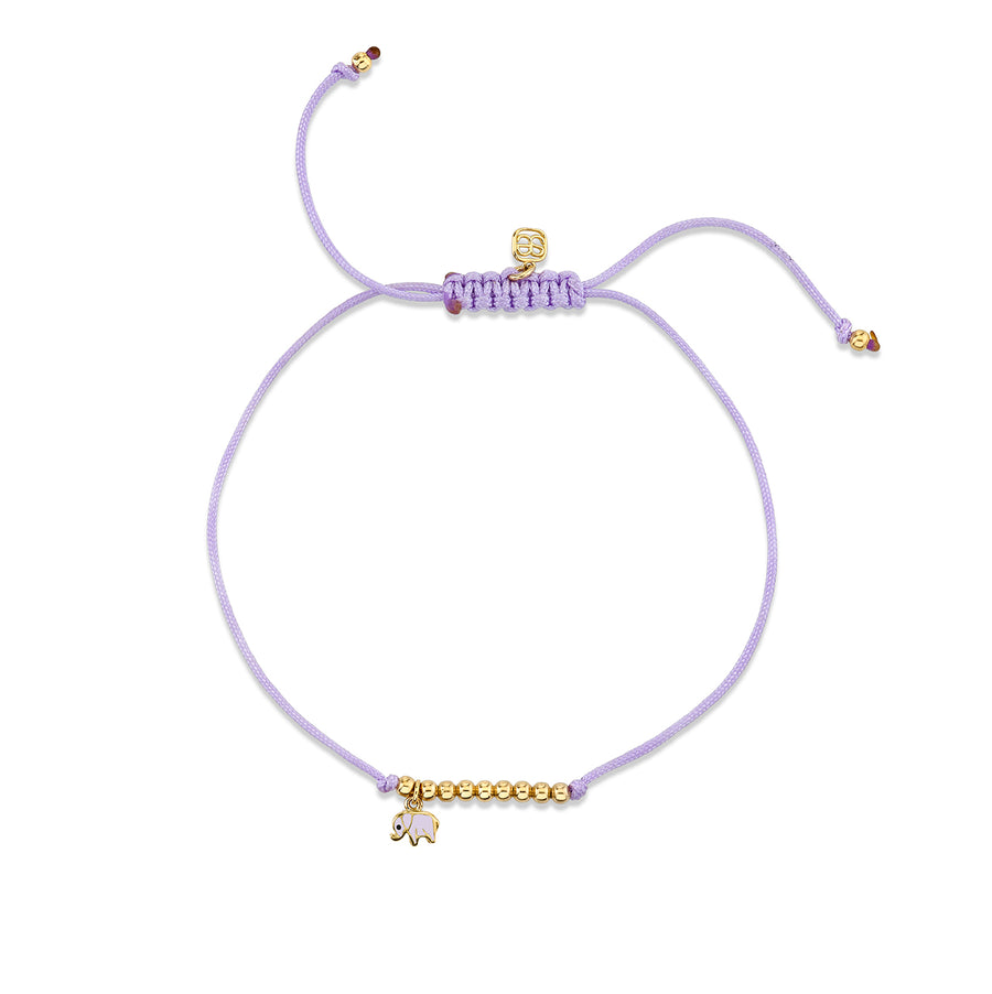 Gold & Enamel Mini Elephant Cord Bracelet - Sydney Evan Fine Jewelry