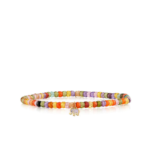 Gold & Enamel Mini Elephant on Multicolor Zircon