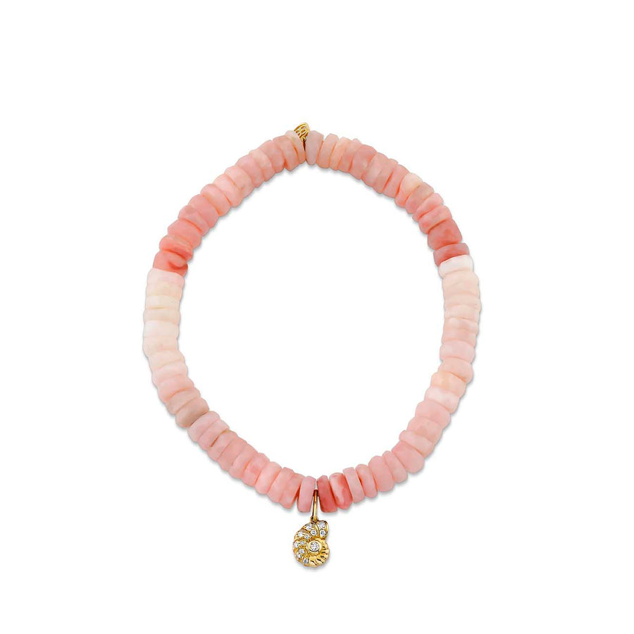 Gold & Diamond Small Nautilus Shell on Pink Opal - Sydney Evan Fine Jewelry