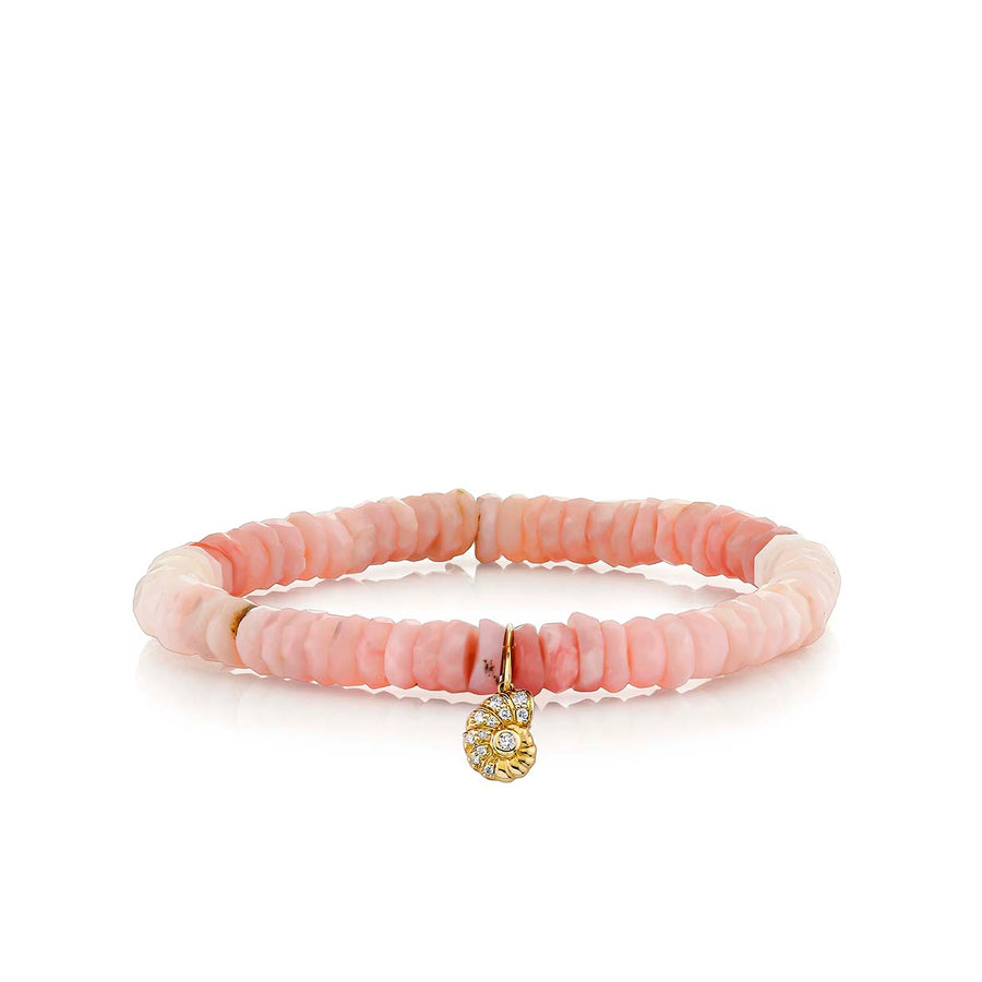Gold & Diamond Small Nautilus Shell on Pink Opal - Sydney Evan Fine Jewelry