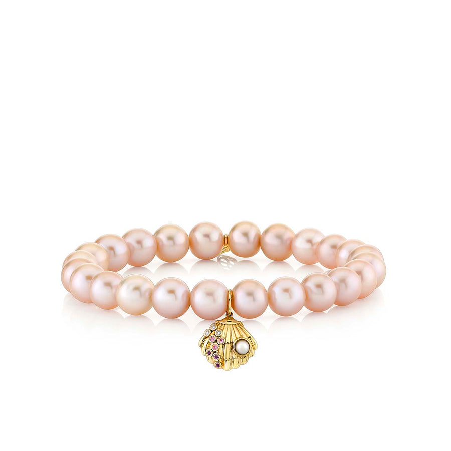 Gold & Sapphire Ombre Clam Shell on Rose Pearls - Sydney Evan Fine Jewelry