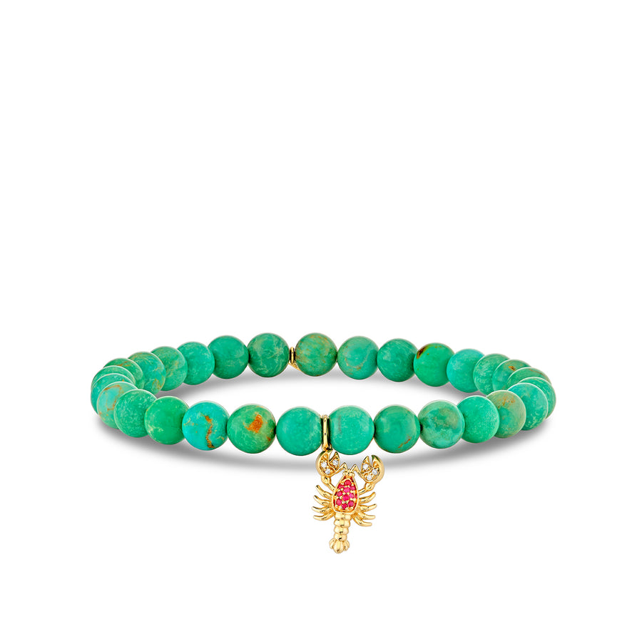 Gold Diamond & Ruby Lobster on Turquoise - Sydney Evan Fine Jewelry
