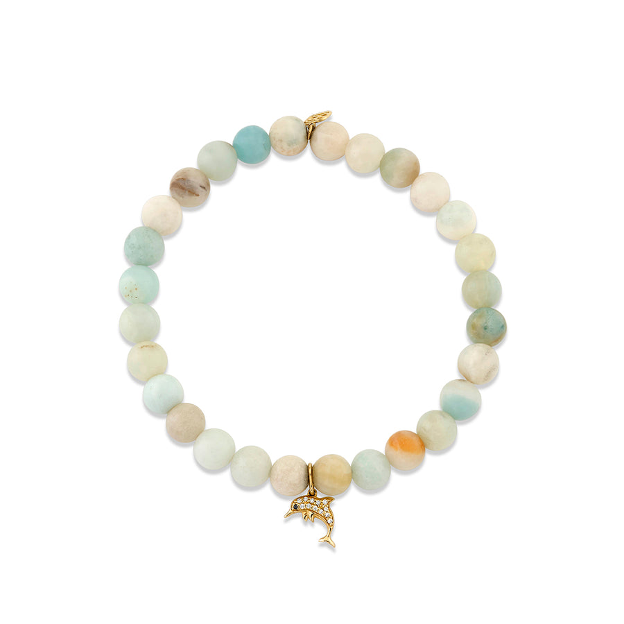 Gold & Diamond Small Dolphin on Amazonite - Sydney Evan Fine Jewelry