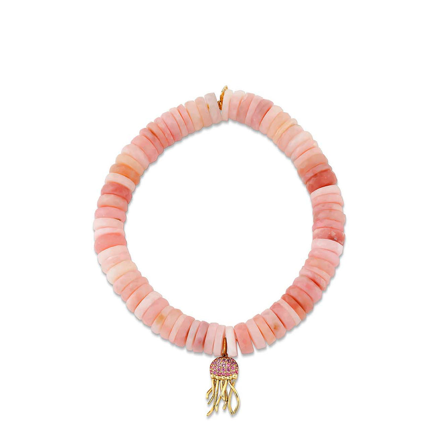 Gold & Sapphire Jellyfish on Pink Opal - Sydney Evan Fine Jewelry
