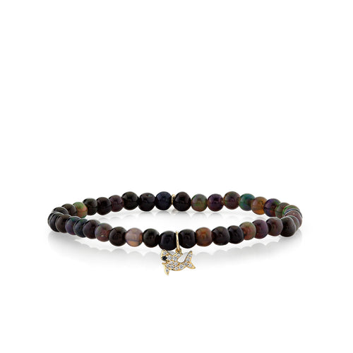 Kids Collection Gold & Diamond Small Shark on Opal