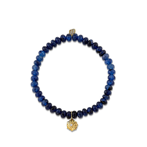 Gold & Diamond Camellia on Sapphire