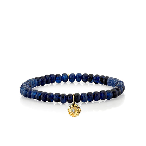 Gold & Diamond Camellia on Sapphire