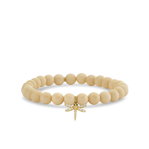 Gold & Diamond Dragonfly on White Coral