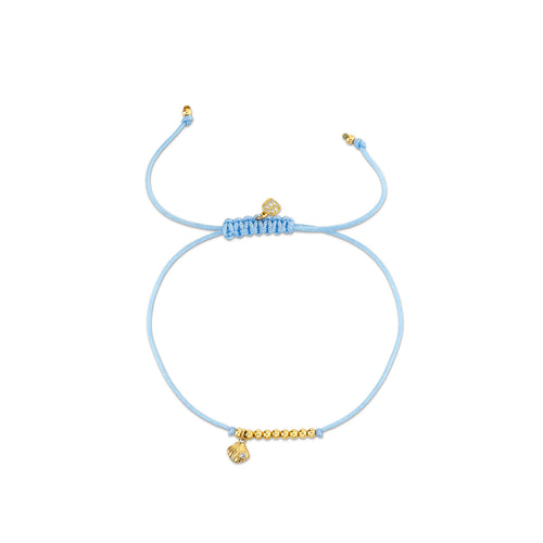 Gold & Diamond Tiny Clam Shell Cord Bracelet