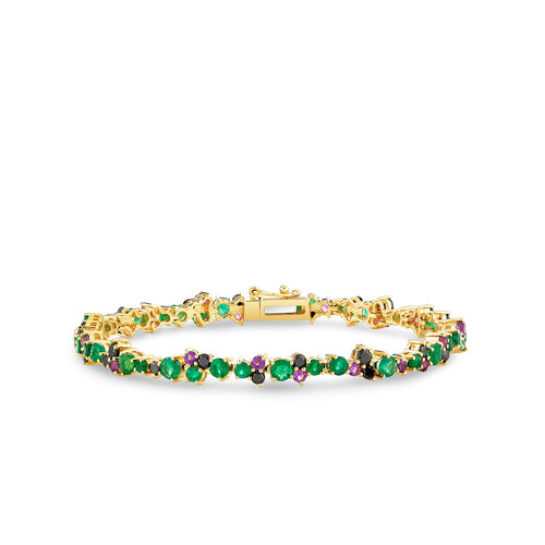 Gold, Emerald & Amethyst Wicked Elphaba Cocktail Eternity Bracelet