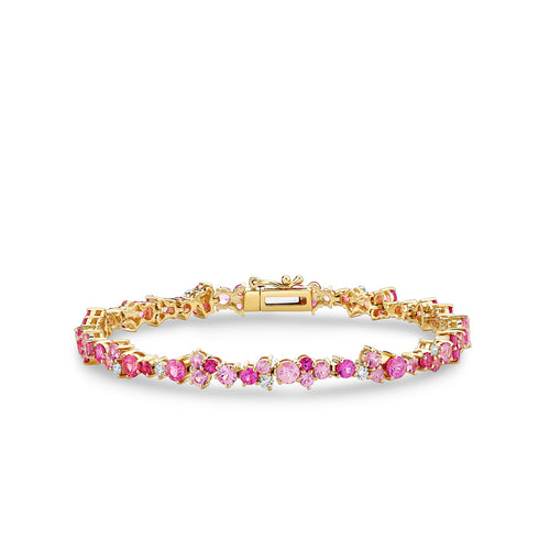 Gold & Diamond Pink Sapphire Cocktail Bracelet