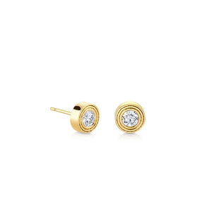 Gold & Diamond Fluted Single Stone Stud - Sydney Evan Fine Jewelry