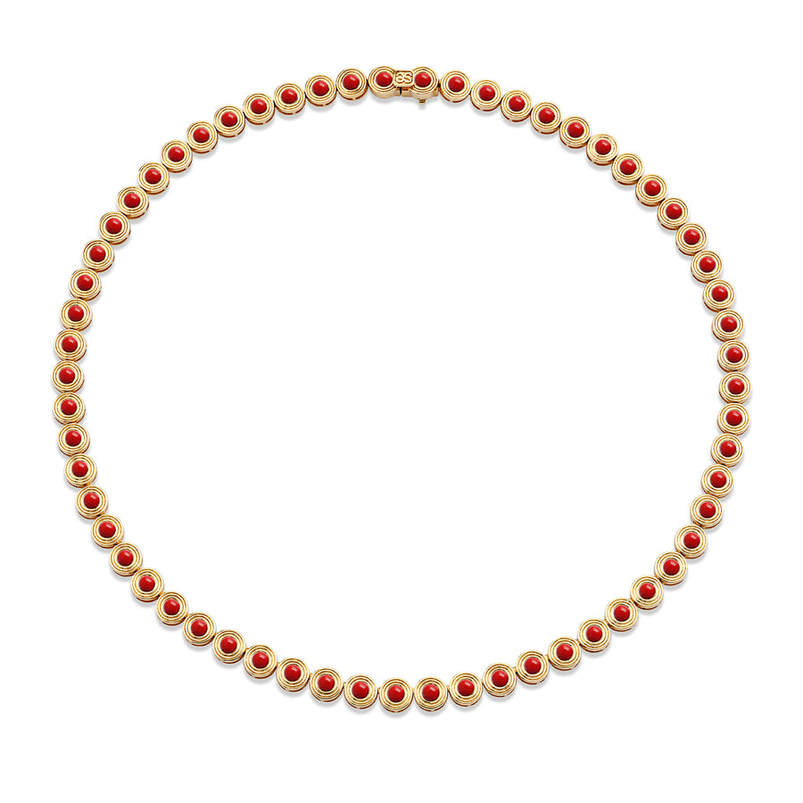 Gold & Red Coral Large Fluted Eternity Necklace - Sydney Evan Fine Jewelry