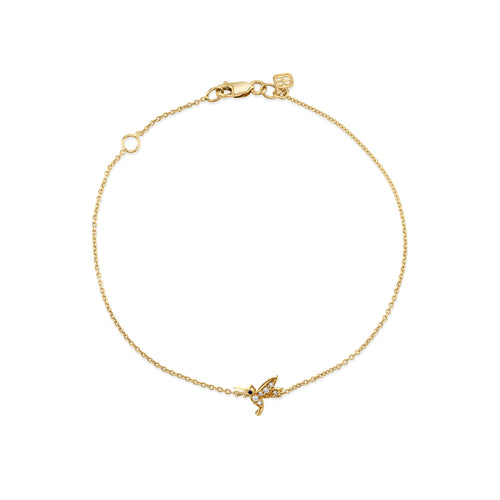 Gold & Diamond Tiny Hummingbird Bracelet