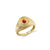 Gold & Red Coral Large Fluted Signet Ring