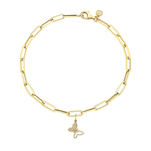 Gold & Diamond Tiny Butterfly Anklet