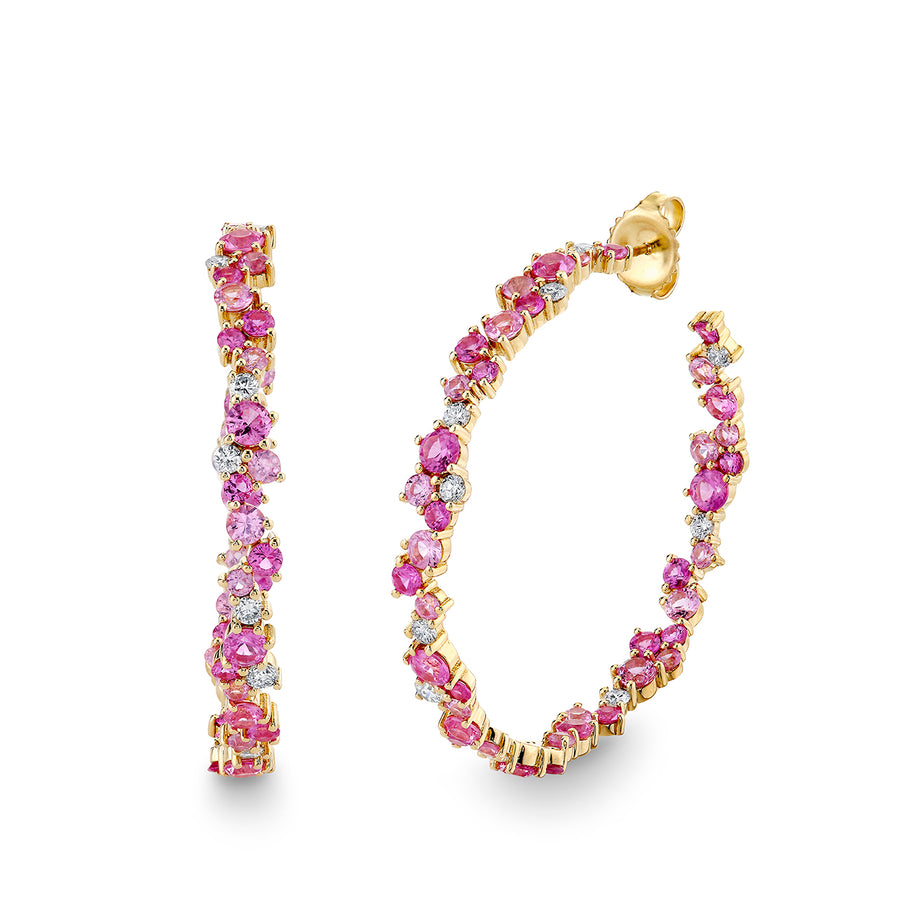 Gold & Diamond Pink Sapphire XL Cocktail Hoops - Sydney Evan Fine Jewelry