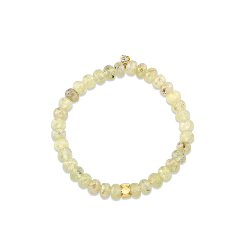 Pure Gold Marquise Eye Rondelle on Mystic Prehnite