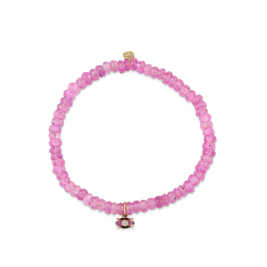 Kids Collection Gold & Diamond Tiny Carved Stone on Pink Sapphire - Sydney Evan Fine Jewelry