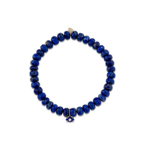 Gold & Diamond Tiny Carved Stone on Lapis