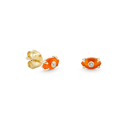 Kids Collection Gold & Diamond Tiny Carved Stone Eye Stud
