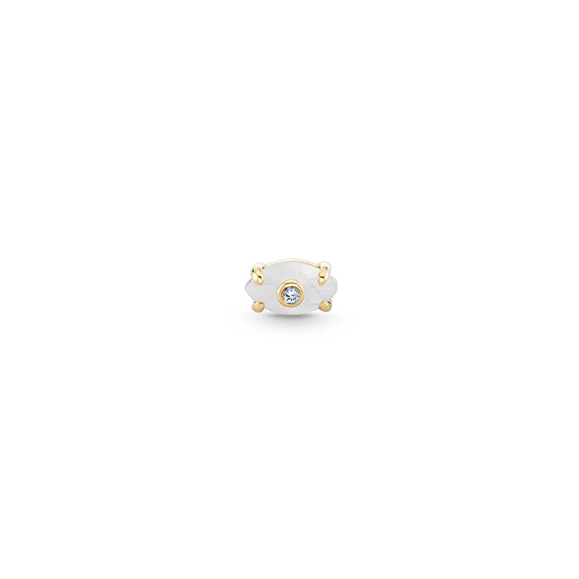 Gold & Diamond Tiny Carved Stone Eye Stud - Sydney Evan Fine Jewelry