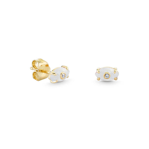 Kids Collection Gold & Diamond Tiny Carved Stone Eye Stud